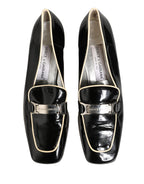 Black Patent Leather Logo Flats Loafers Shoes