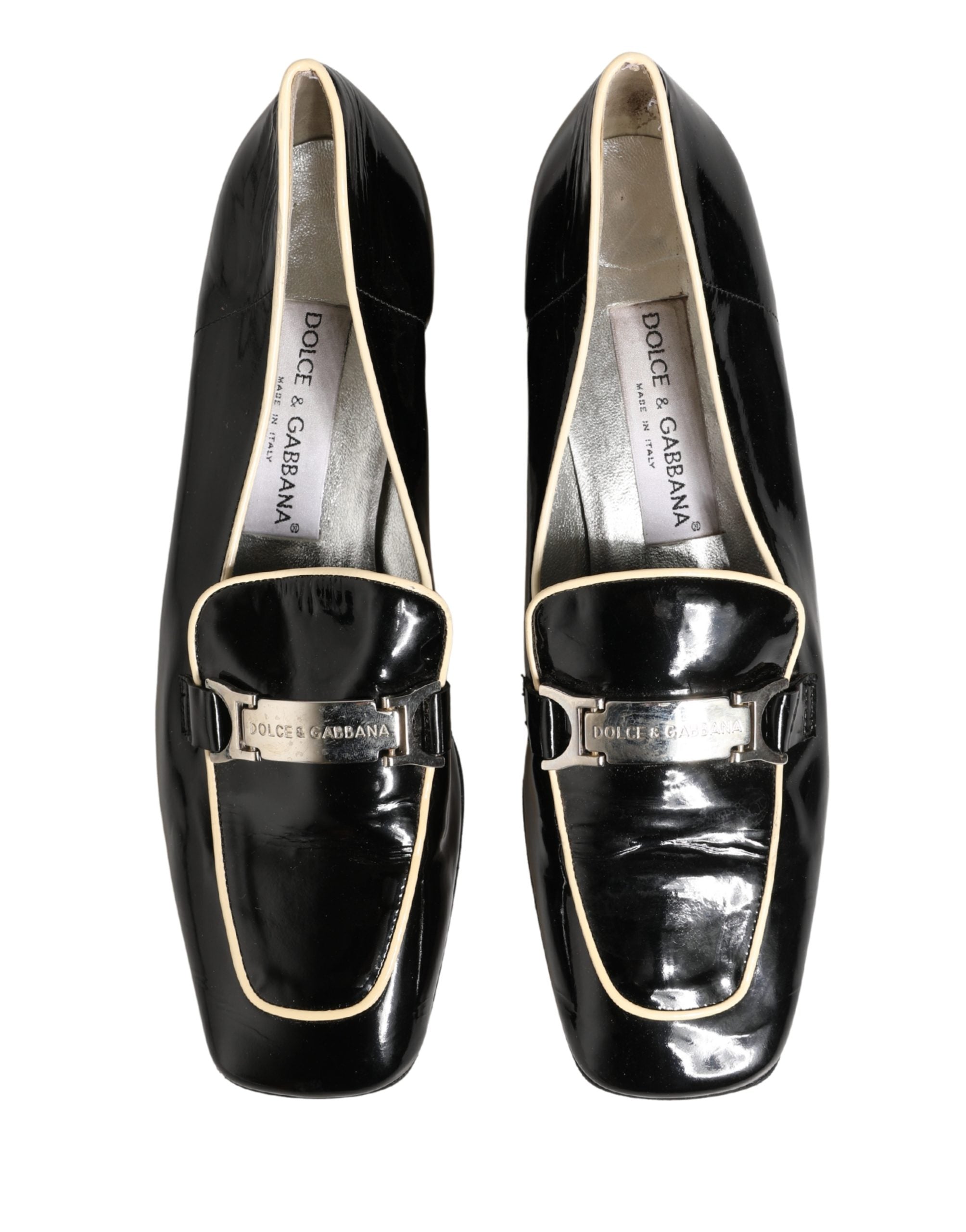 Black Patent Leather Logo Flats Loafers Shoes