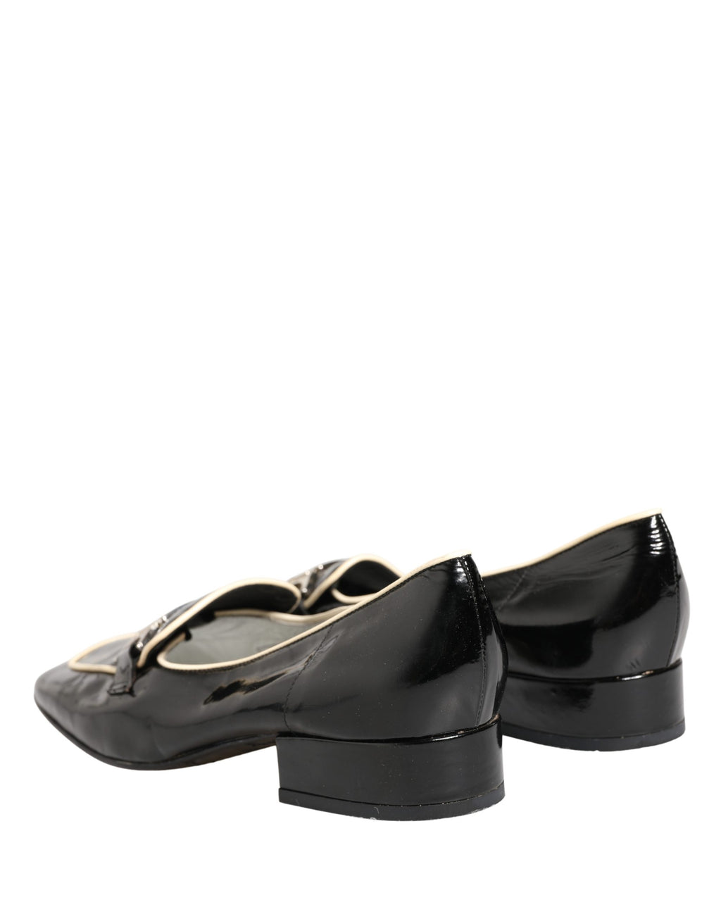 Black Patent Leather Logo Flats Loafers Shoes