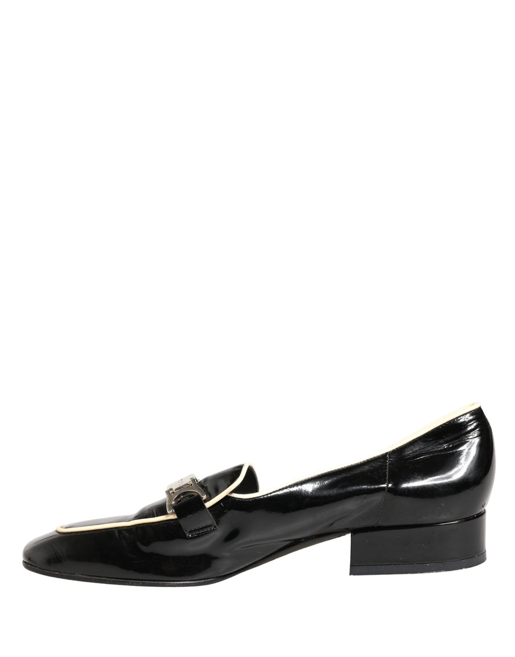 Black Patent Leather Logo Flats Loafers Shoes