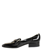 Black Patent Leather Logo Flats Loafers Shoes