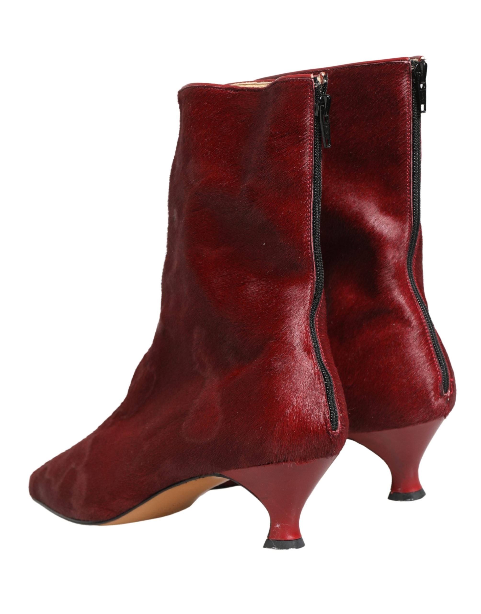 Burgundy Mid Calf Boots Shoes