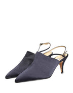 Black Suede Heels Slingbacks Shoes