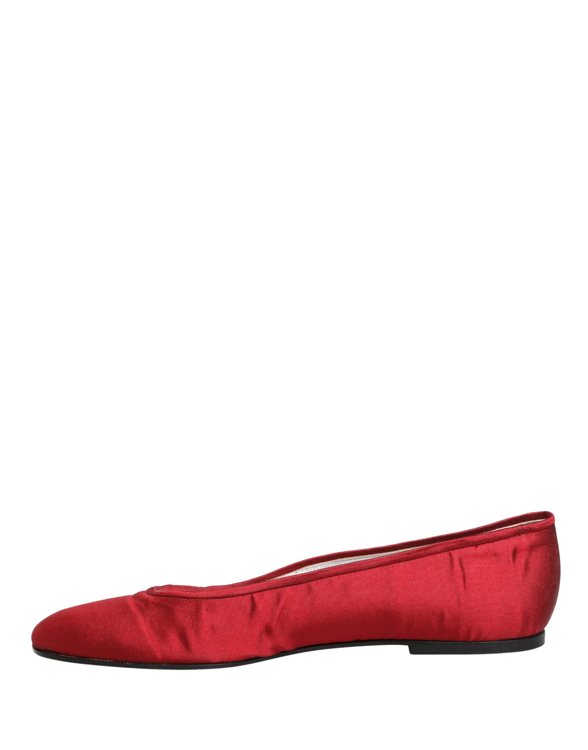 Red Satin Fabric Ballet Slip On Flats Shoes