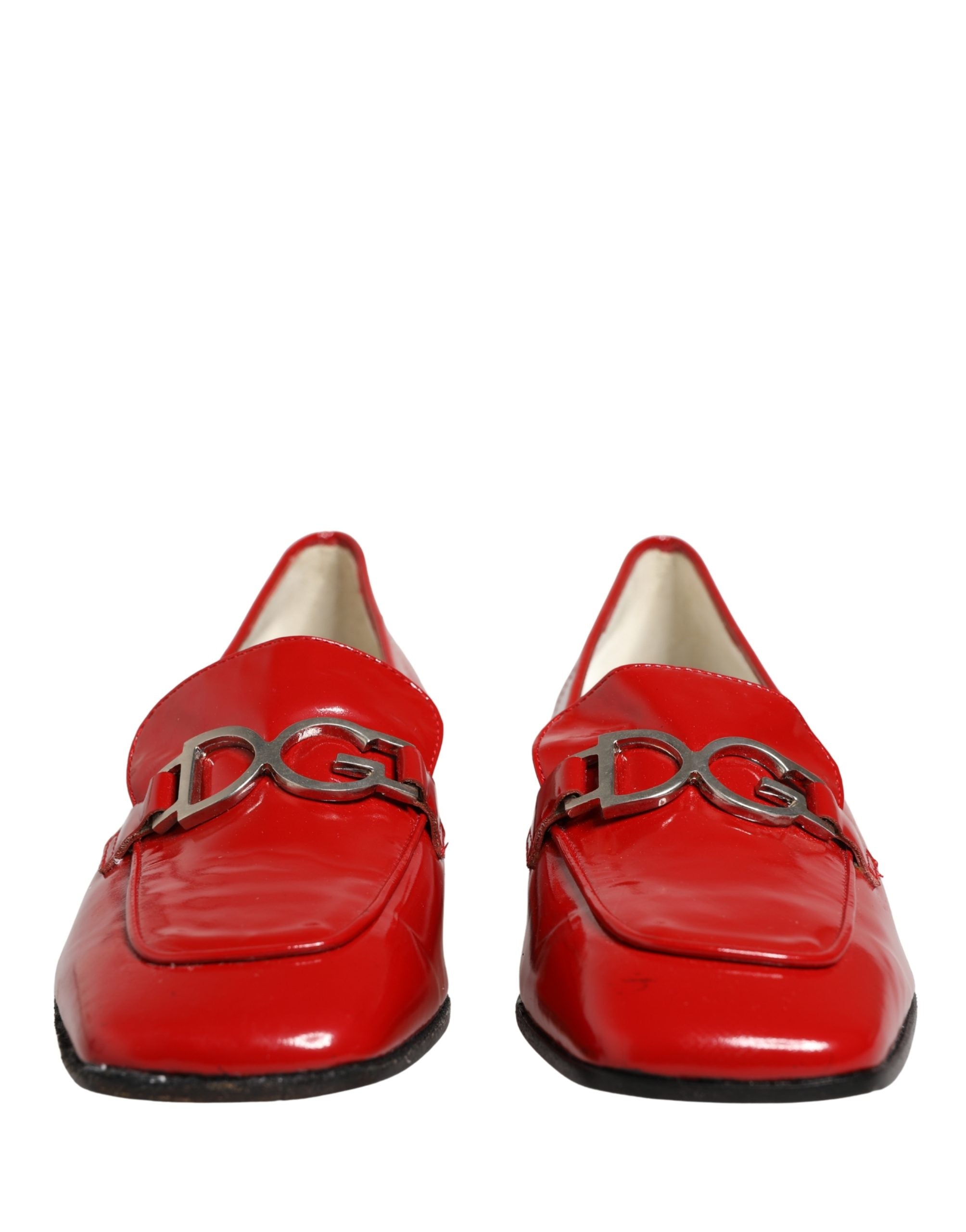 Red Patent Leather Moccasin Slip On Shoes