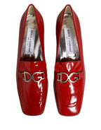 Red Patent Leather Moccasin Slip On Shoes
