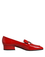 Red Patent Leather Moccasin Slip On Shoes