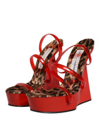 Red Lacquer Platform Wedge Sandals Shoes