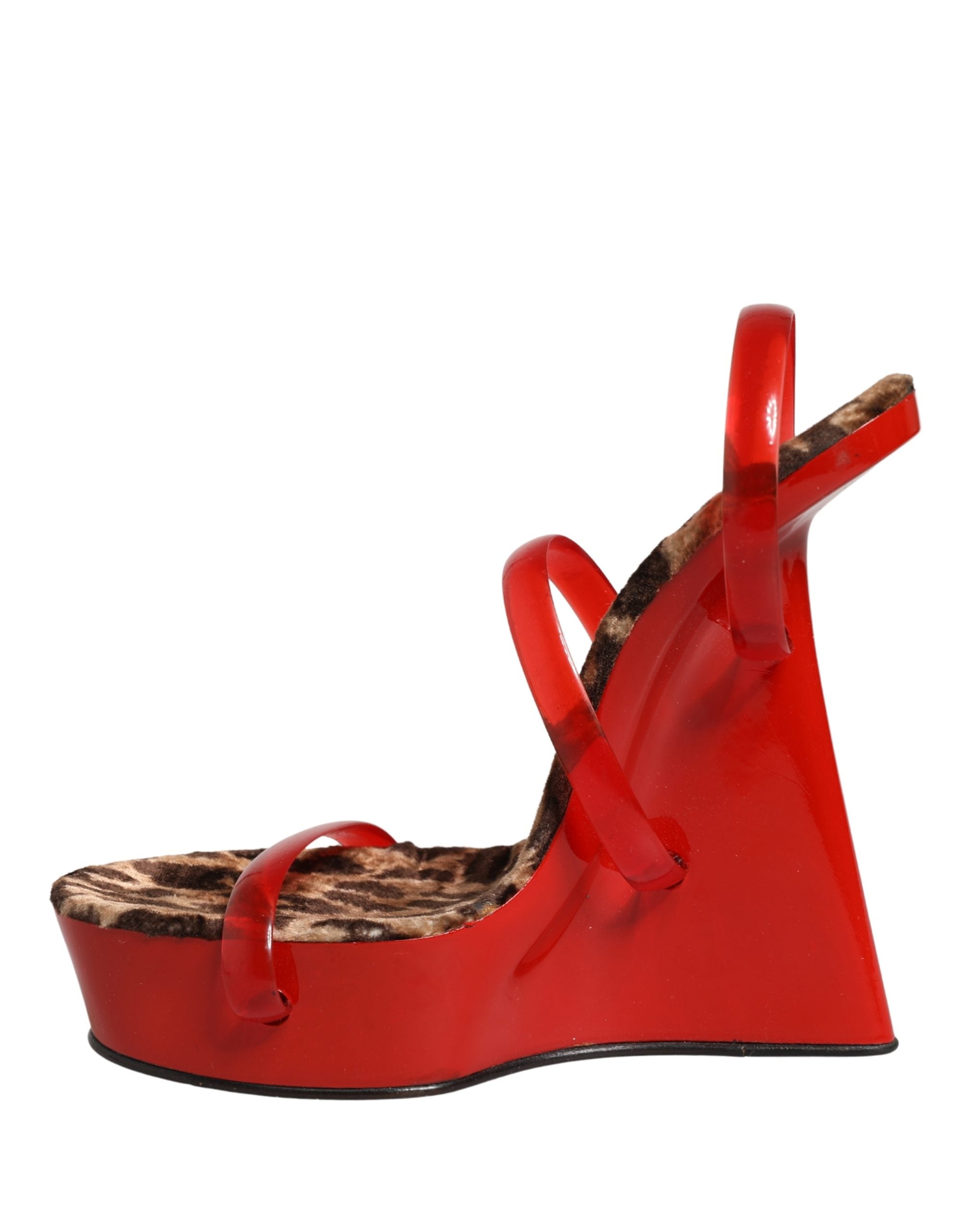 Red Lacquer Platform Wedge Sandals Shoes