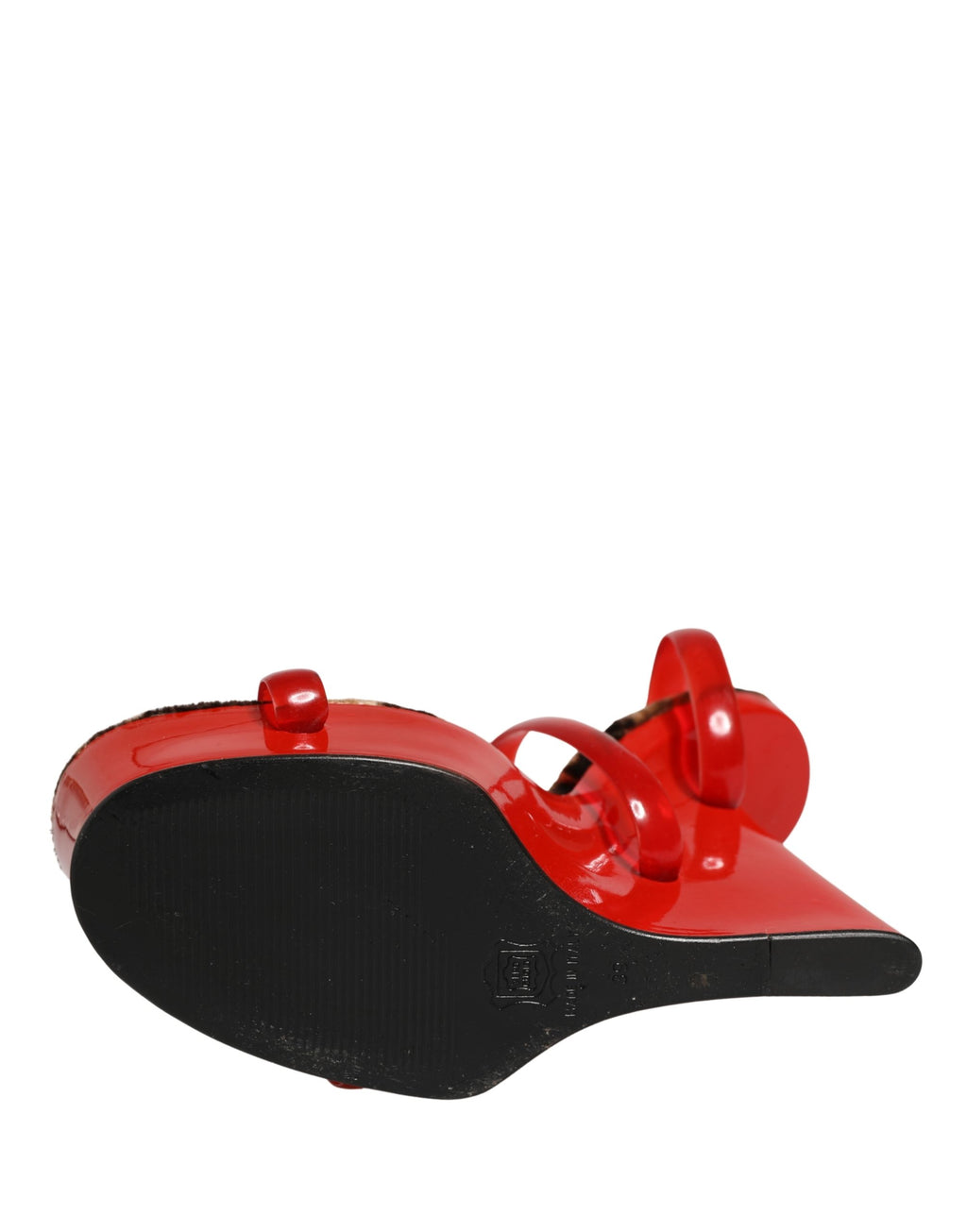 Red Lacquer Platform Wedge Sandals Shoes