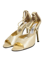 Beige Leather Stiletto Heels Sandals Shoes