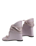 Purple Leather Wedge Heels Sandals Shoes