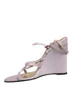 Purple Leather Wedge Heels Sandals Shoes