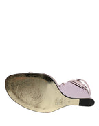 Purple Leather Wedge Heels Sandals Shoes