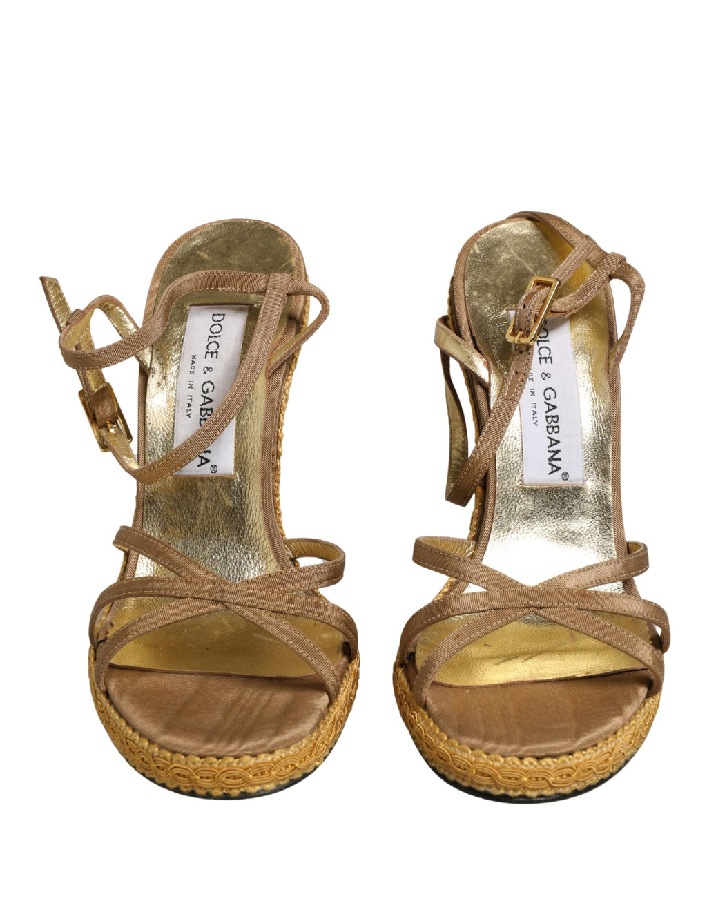 Brown Braided Ankle Strap Heels Sandals Shoes