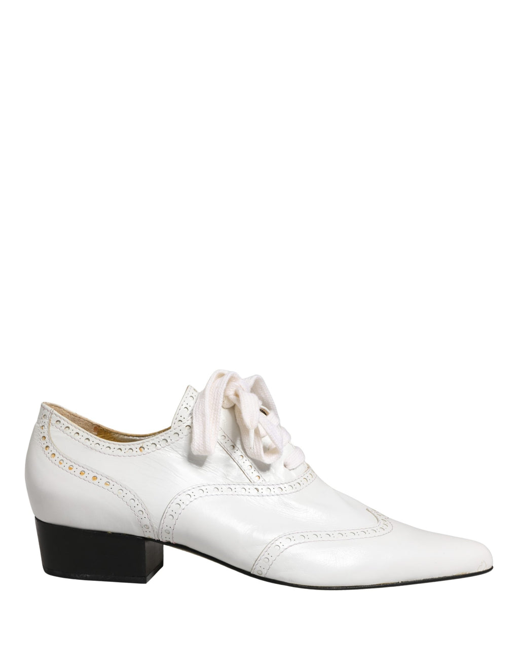 White Leather Brogue Oxford Lace Up Shoes