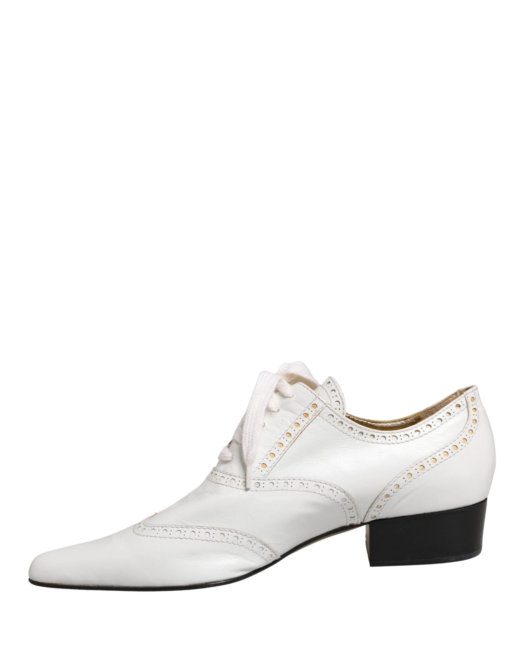 White Leather Brogue Oxford Lace Up Shoes