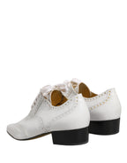 White Leather Brogue Oxford Lace Up Shoes