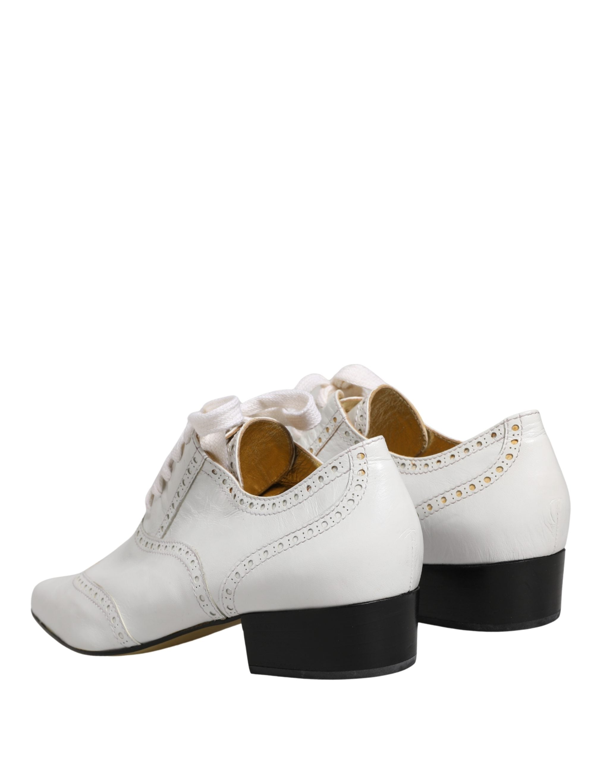 White Leather Brogue Oxford Lace Up Shoes