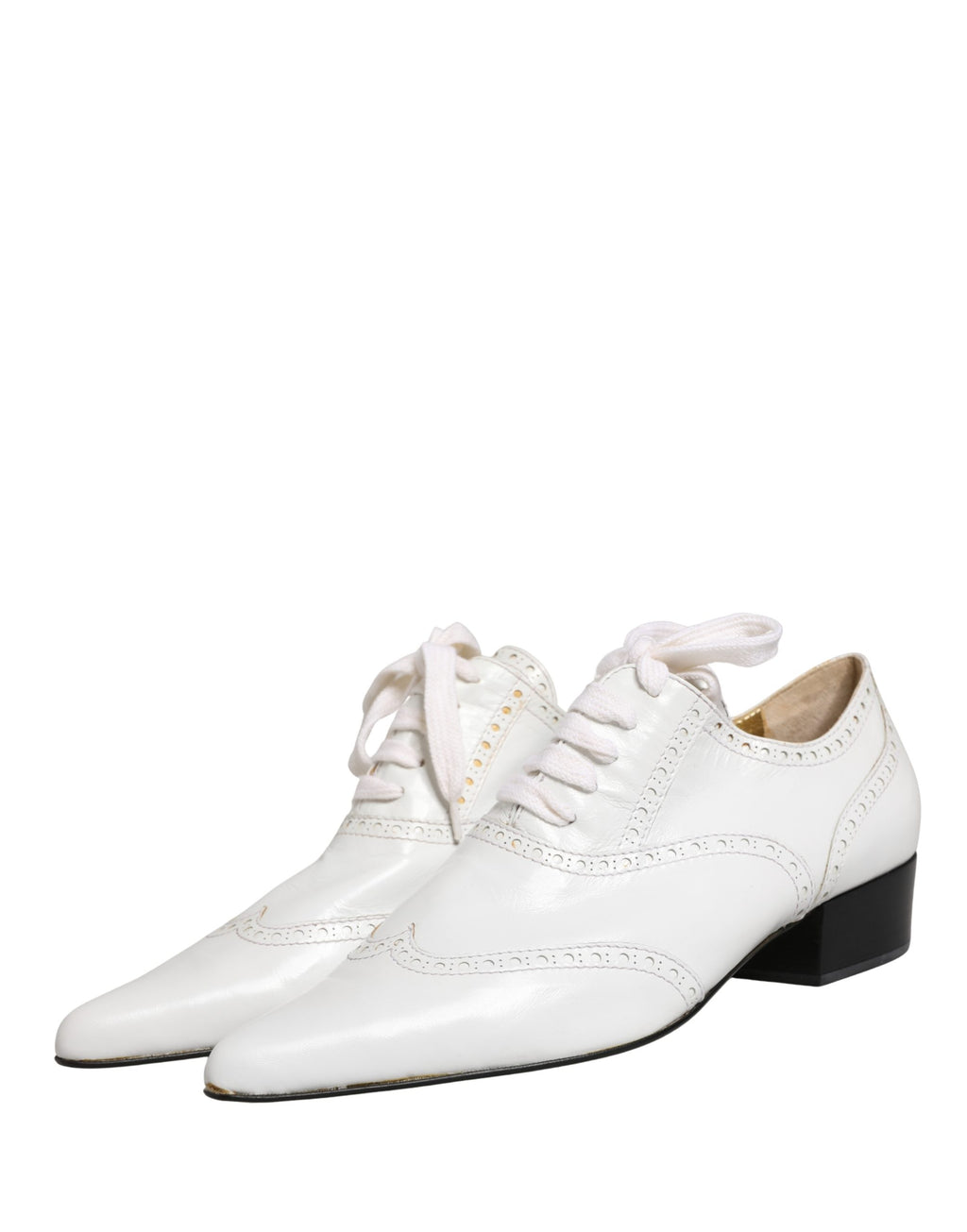 White Leather Brogue Oxford Lace Up Shoes