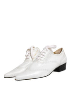 White Leather Brogue Oxford Lace Up Shoes