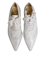 White Leather Brogue Oxford Lace Up Shoes