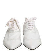 White Leather Brogue Oxford Lace Up Shoes