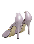 Purple Leather Open Toe Heels Pumps Shoes