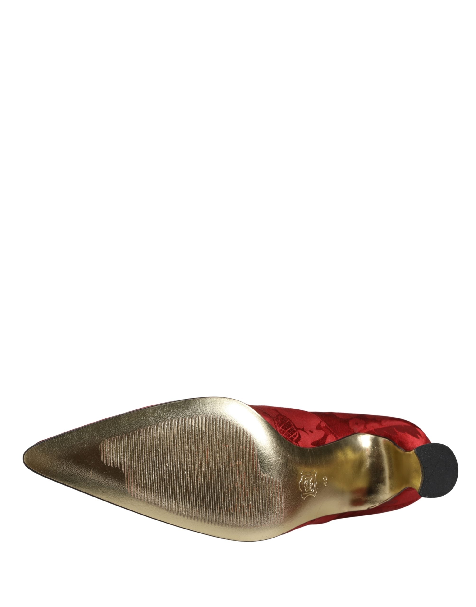 Red Brocade Crystal High Heel Pumps Shoes