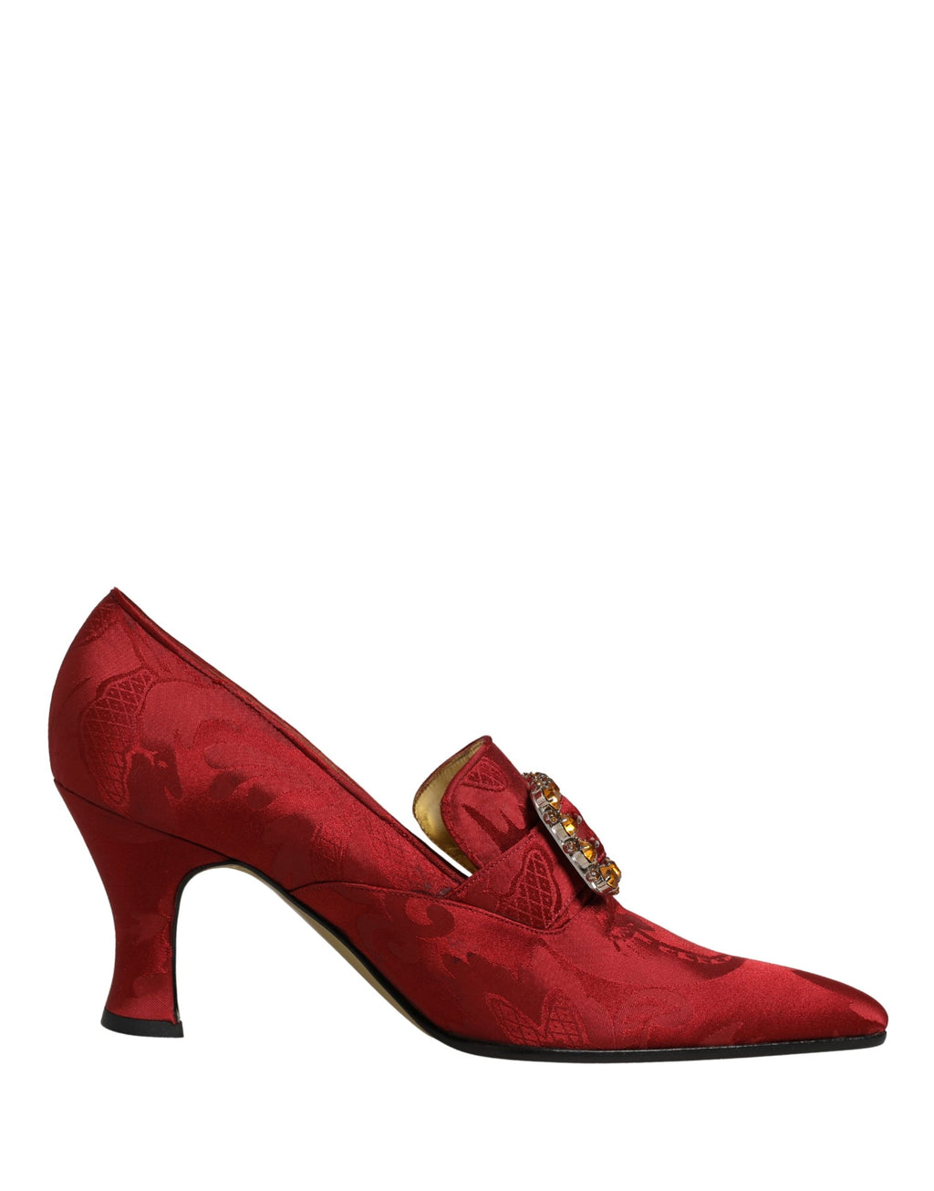 Red Brocade Crystal High Heel Pumps Shoes