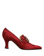 Red Brocade Crystal High Heel Pumps Shoes