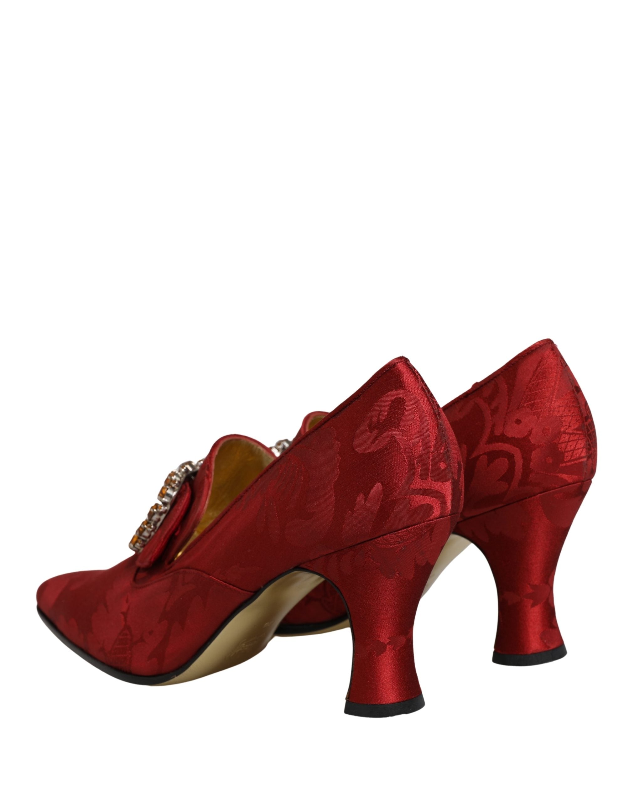 Red Brocade Crystal High Heel Pumps Shoes