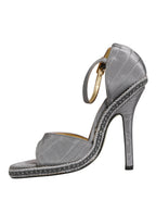 Gray High Heeled Sandals Ankle Strap Shoes