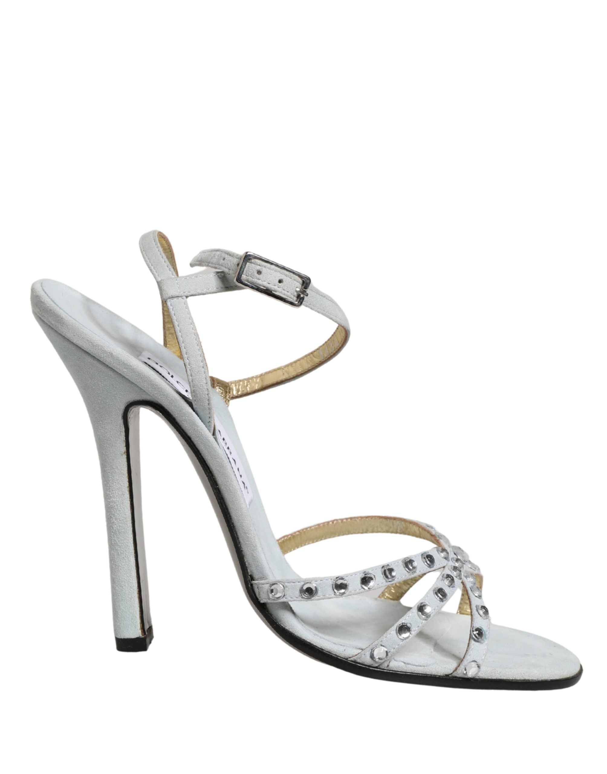 White Rhinestone High Heeled Sandals Shoes