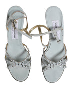 White Rhinestone High Heeled Sandals Shoes