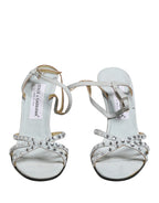 White Rhinestone High Heeled Sandals Shoes