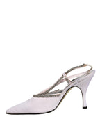White Strass Crystal Slingbacks Pumps Shoes