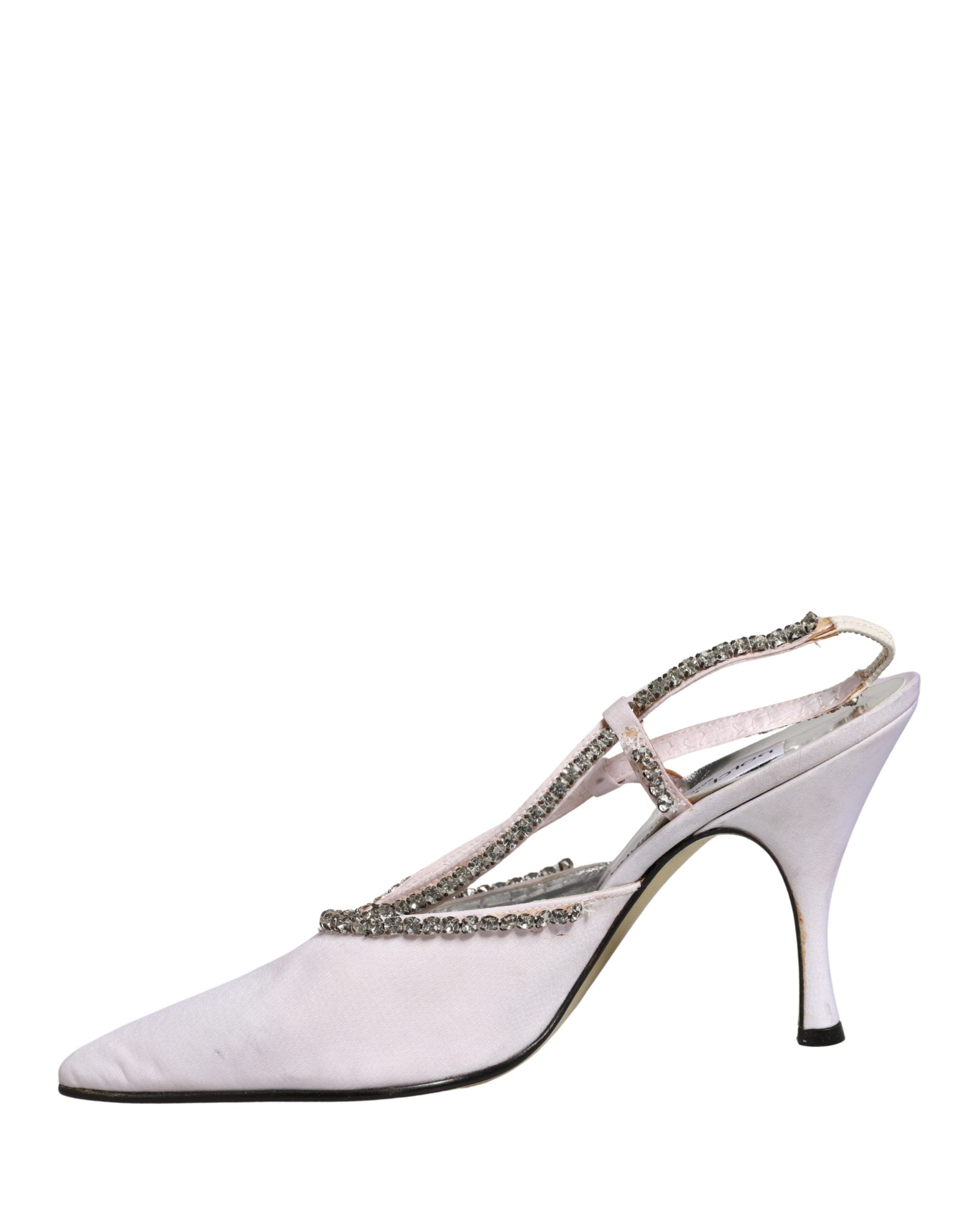 White Strass Crystal Slingbacks Pumps Shoes