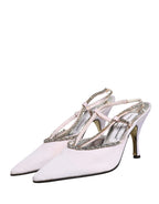 White Strass Crystal Slingbacks Pumps Shoes
