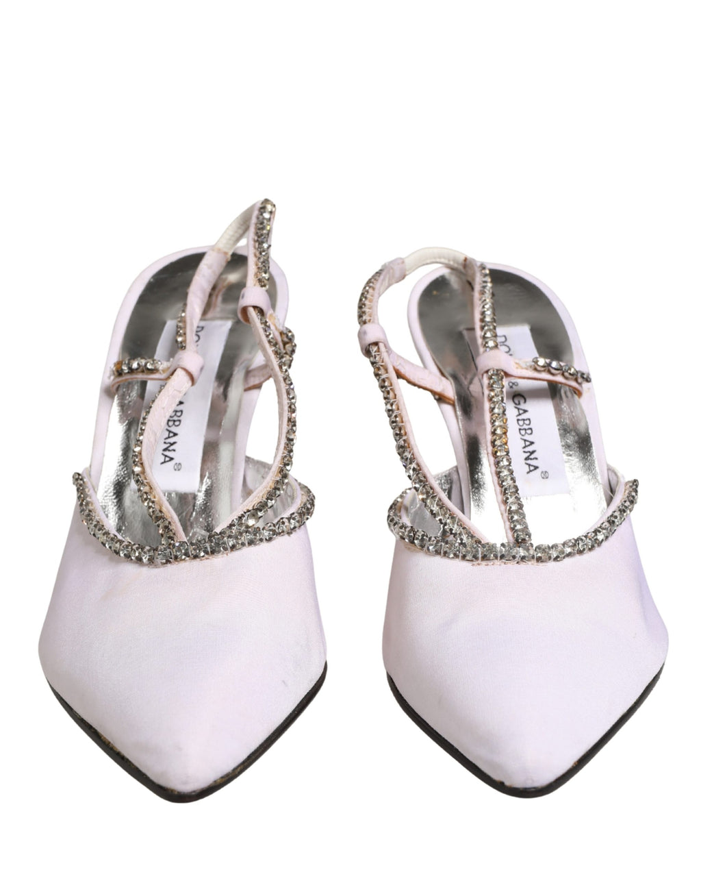 White Strass Crystal Slingbacks Pumps Shoes