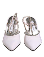 White Strass Crystal Slingbacks Pumps Shoes