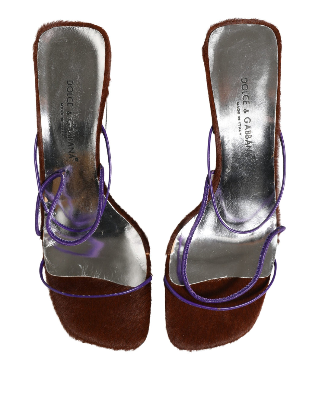 Silver Block Heels Slip On Sandals Shoes