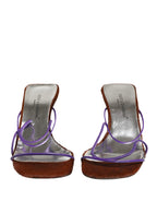 Silver Block Heels Slip On Sandals Shoes