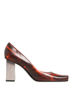 Multicolor Leather Square Toe Pumps Shoes
