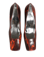 Multicolor Leather Square Toe Pumps Shoes