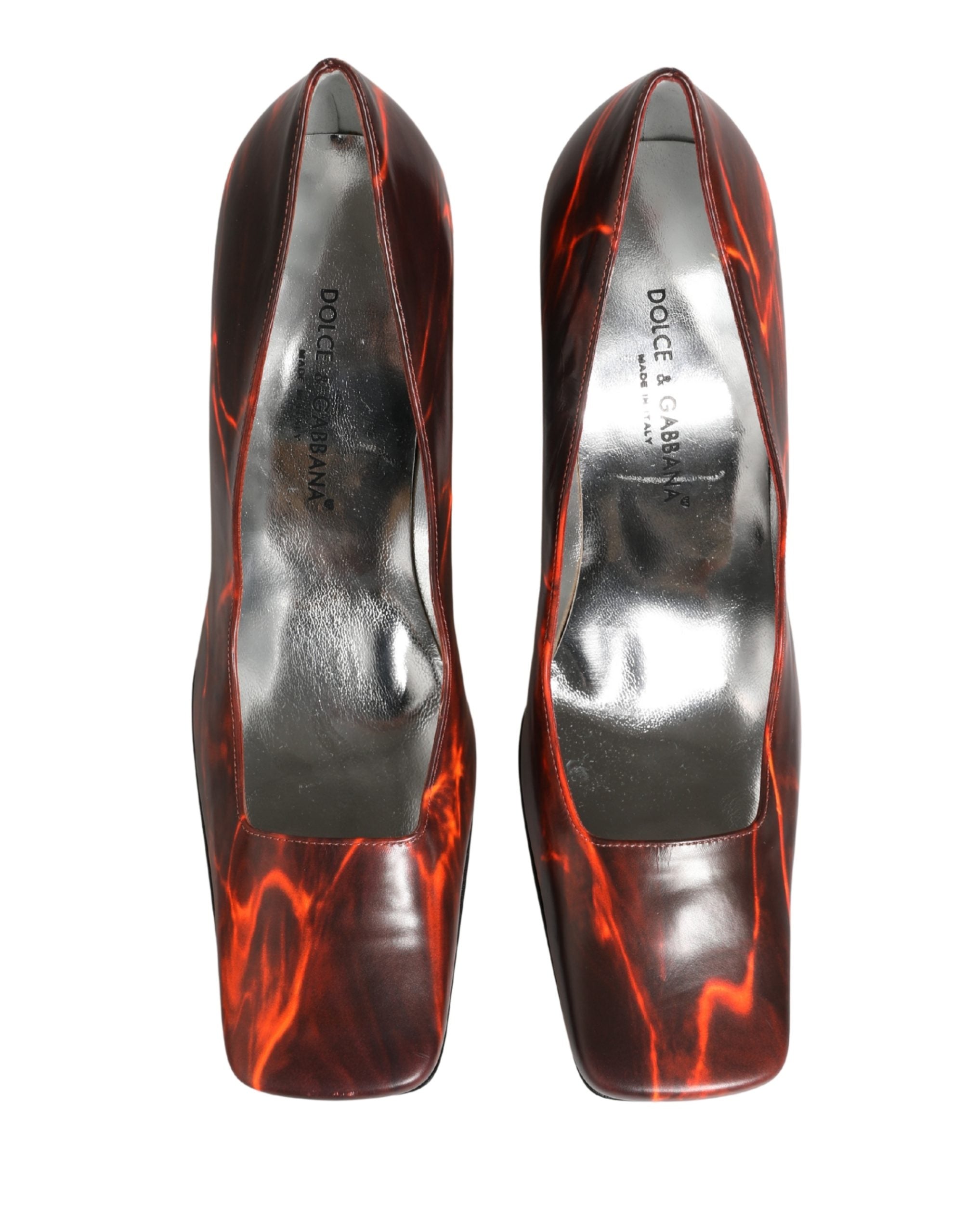 Multicolor Leather Square Toe Pumps Shoes