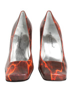 Multicolor Leather Square Toe Pumps Shoes