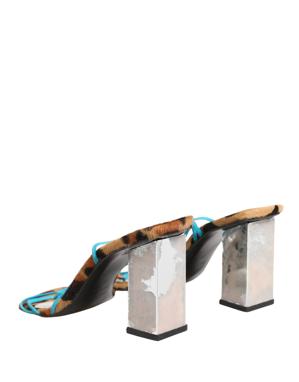 Multicolor Leather Block Heels Sandals Shoes