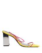 Multicolor Leather Block Heels Sandals Shoes