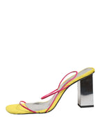 Multicolor Leather Block Heels Sandals Shoes